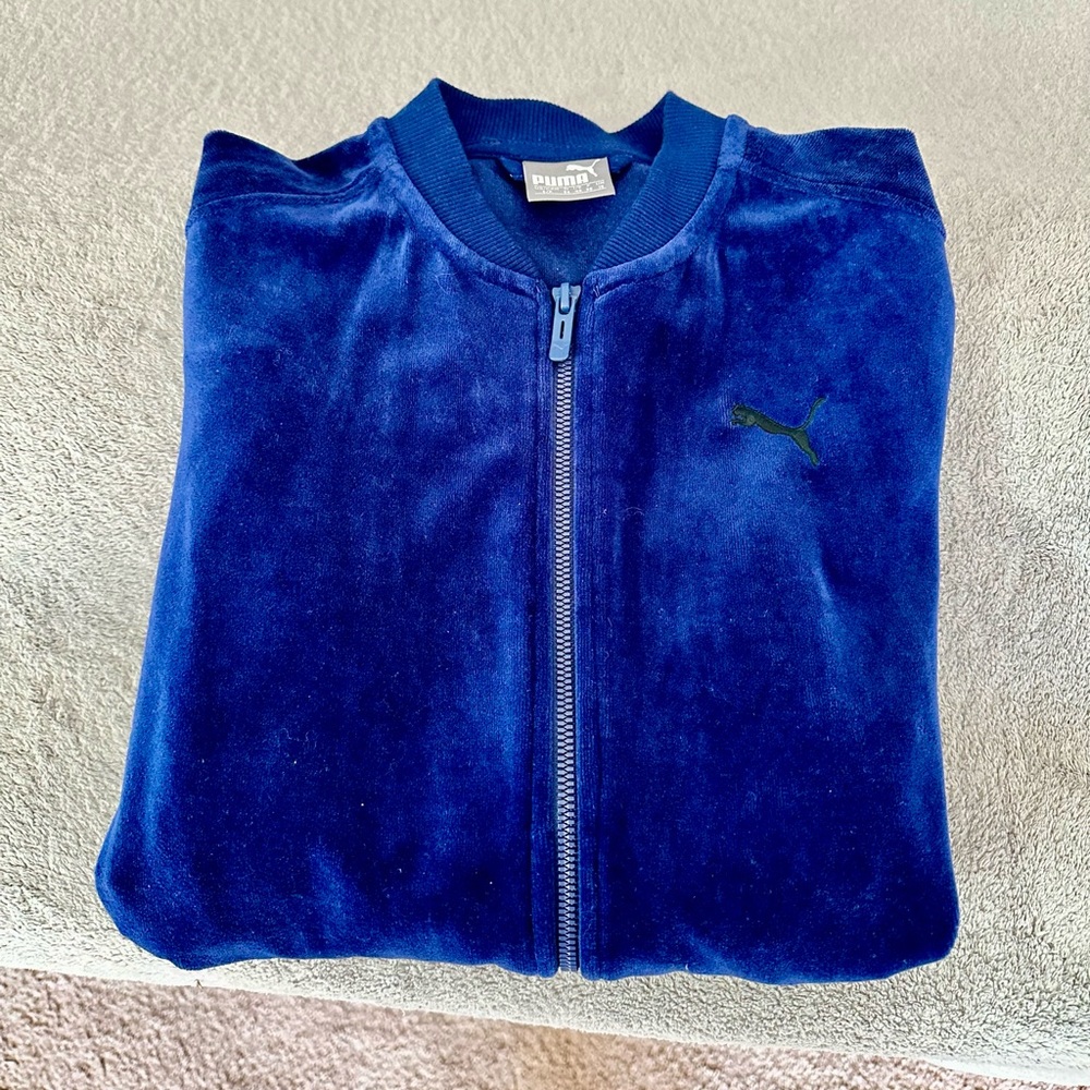 Puma Women's Size S Velour Blue Tracksuit Jacket